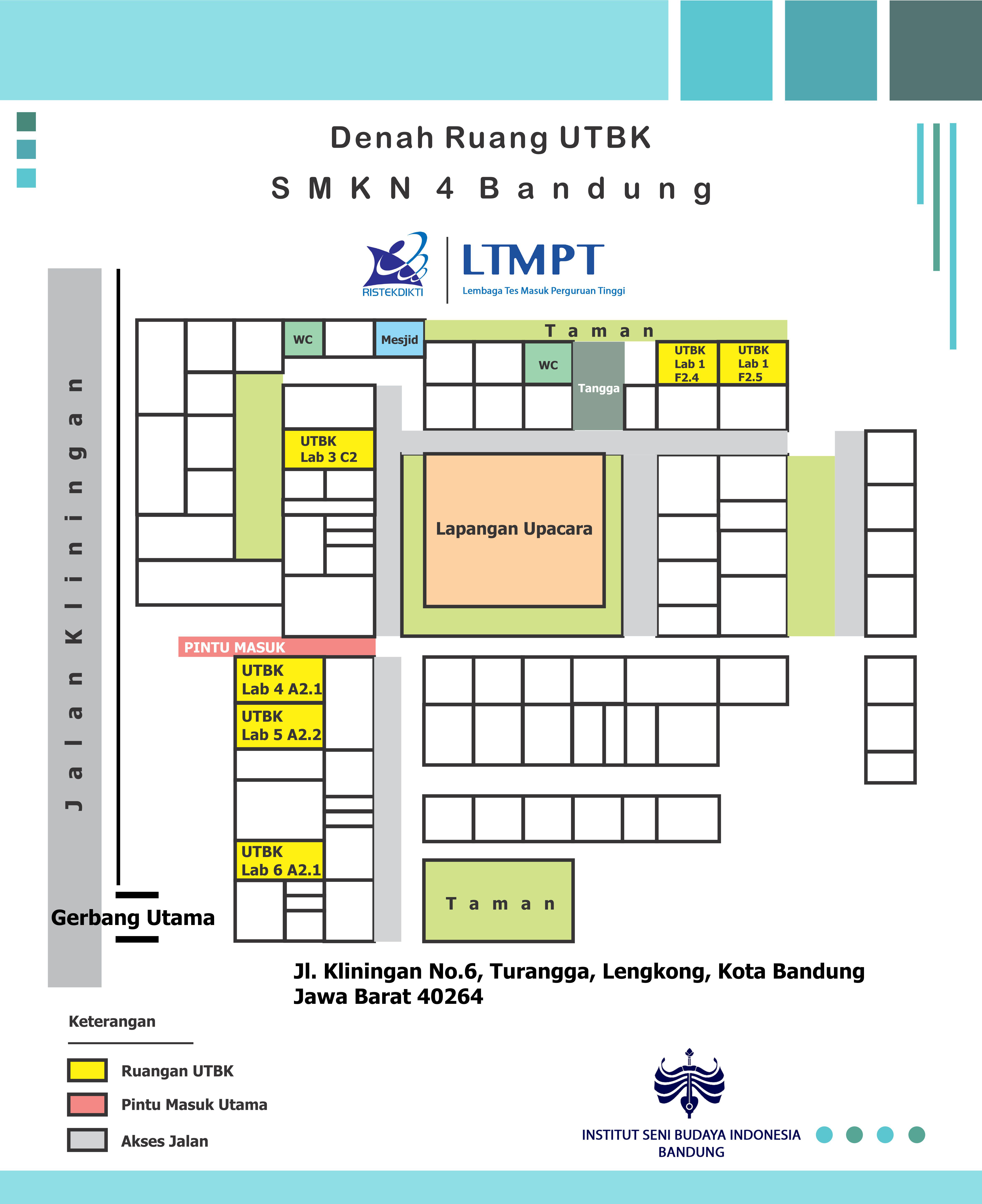 Denah Ruang UTBK di SMK Regeri 4 Bandung Tahun 2019