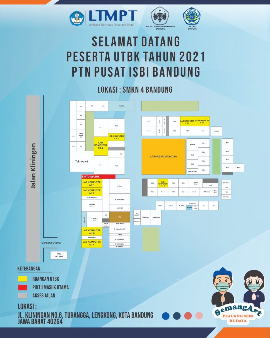 Denah Ruang UTBK 2021 di SMK Negeri 4 Bandung
