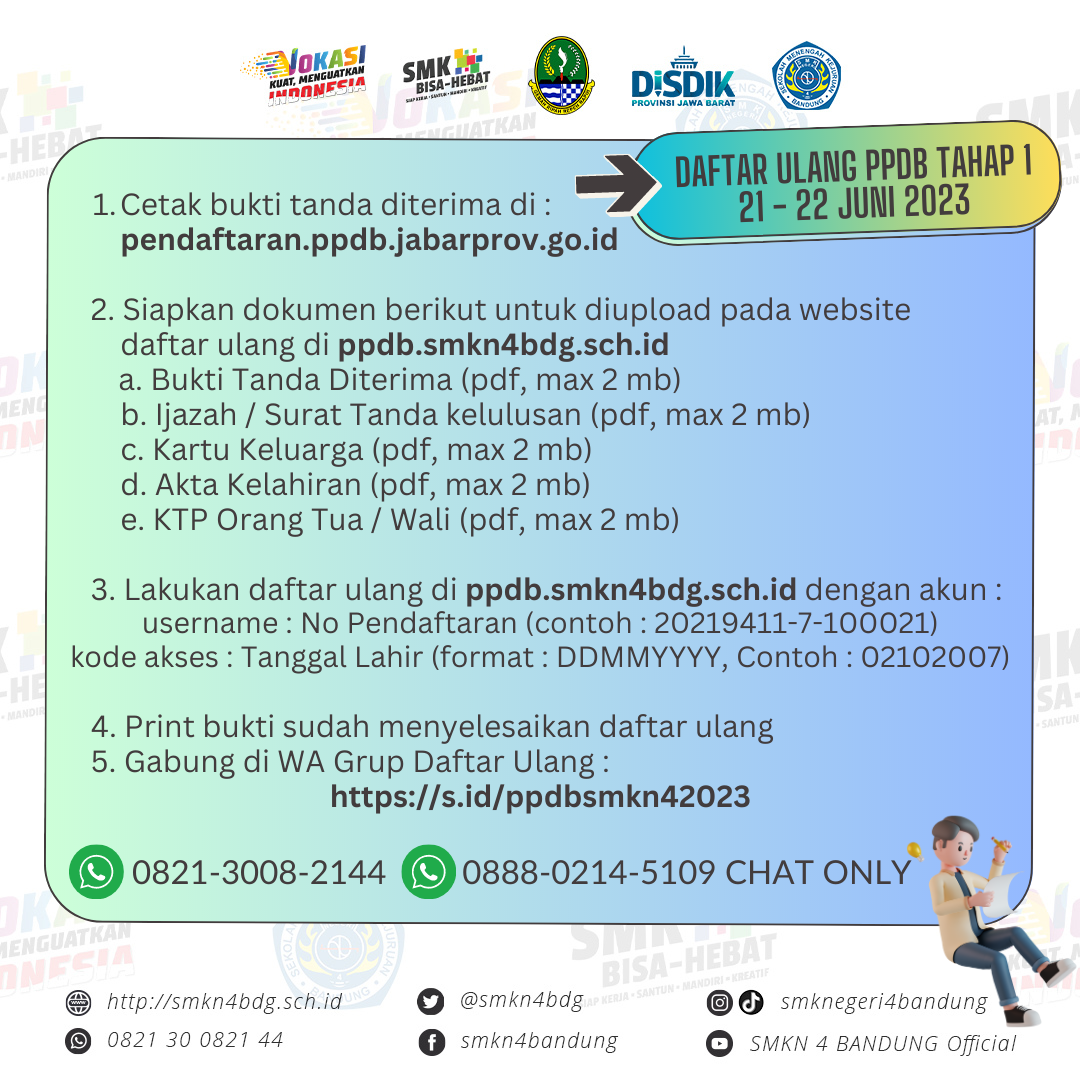 daftar ulang PPDB tahap 1 SMKN 4 Bandung
